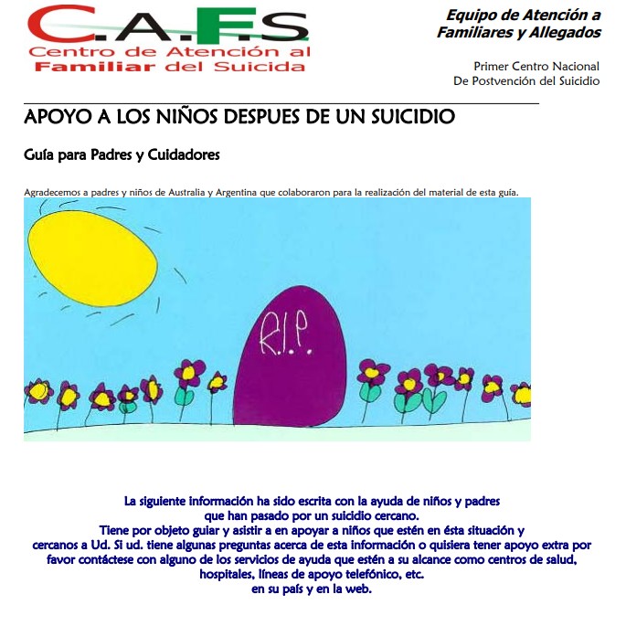 10. Guía apoyo niños después de un suicidio para padres y cuidadores CAFS.