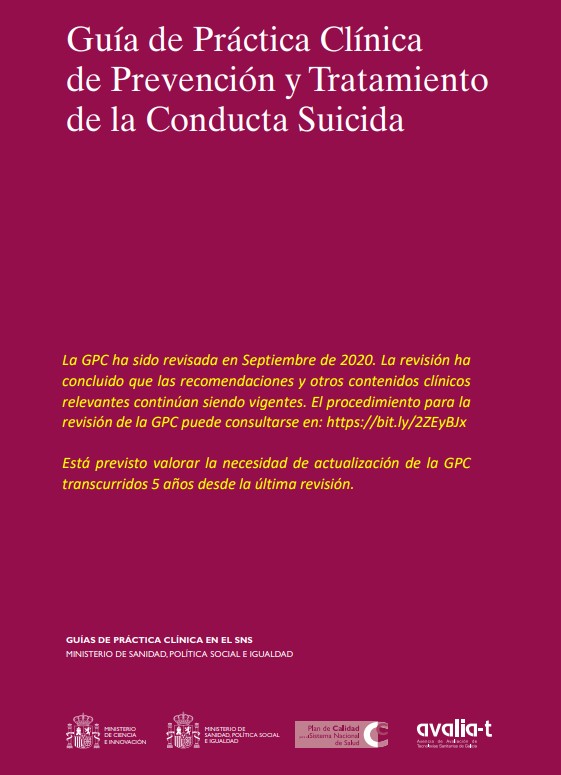 12. Guía de Práctica Clínica de Prevención y Tratamiento de la conducta suicida Ministerio Ciencia, Sanidad AVALIA-T.