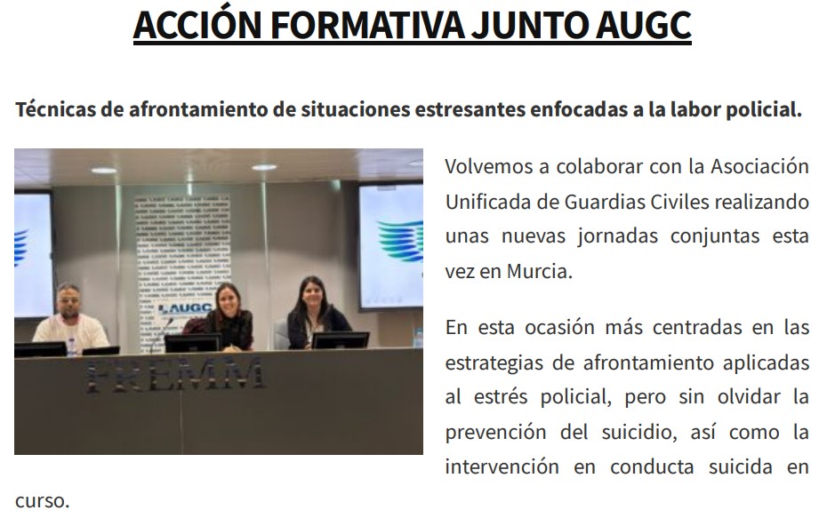 26. ACCIÓN FORMATIVA. Técnicas de afrontamiento de situaciones estresantes enfocadas a la labor policial